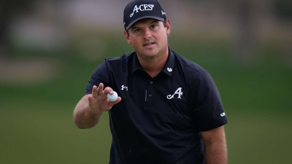 Patrick Reed of the United States reacts after winning the Dubai Desert Classic in United Arab Emirates, Sunday, Jan. 25, 2026.