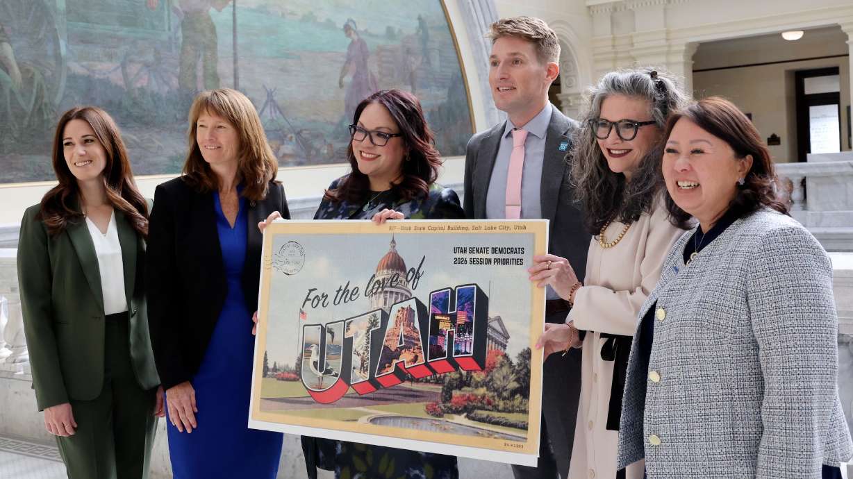 Six of Utah's 20 Democratic lawmakers at the Capitol in Salt Lake City on Jan. 20. Utah's Democratic lawmakers oppose the idea of building an immigrant detention center in Utah.