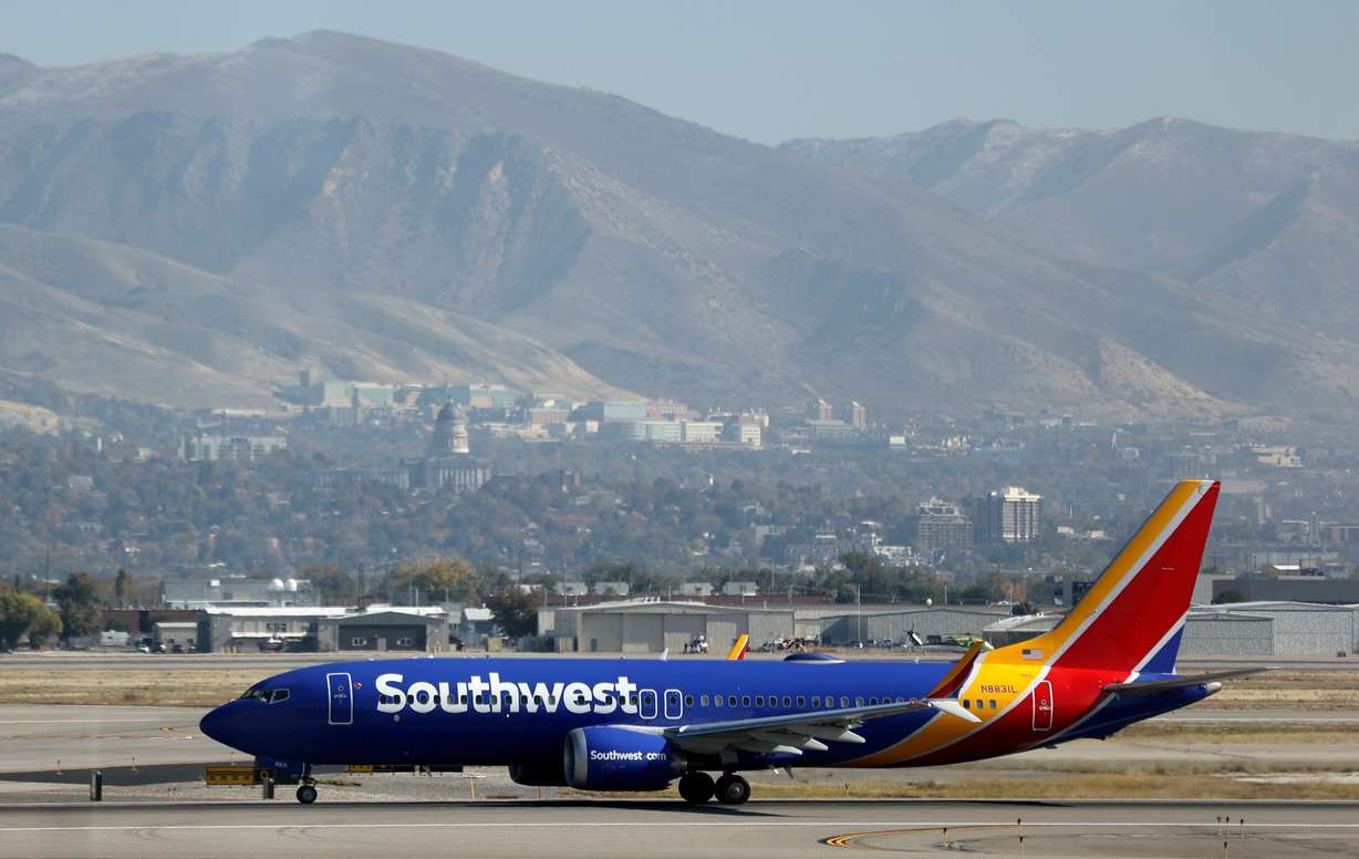 A Southwest Airlines plane is pictured at Salt Lake City International Airport on Oct. 31, 2023. The airline implemented new assigned seating on Tuesday, along with some other changes.