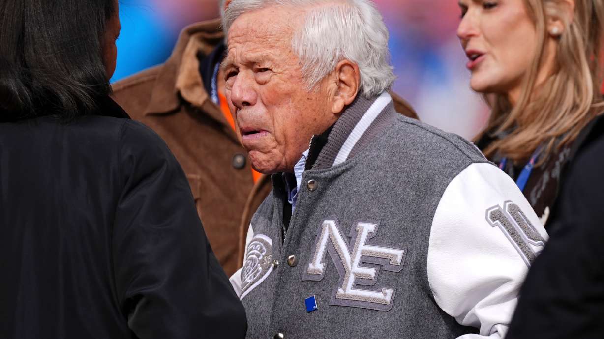 New England Patriots owner Robert Kraft watches warm ups prior to the AFC Championship NFL football game against the Denver Broncos, Sunday, Jan. 25, 2026, in Denver.