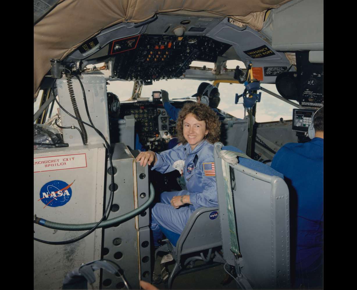 Christa McAuliffe smiles before participating in zero gravity rehearsals in October 1985. McAuliffe never made it to space, but her legacy lives on through those still on Earth.