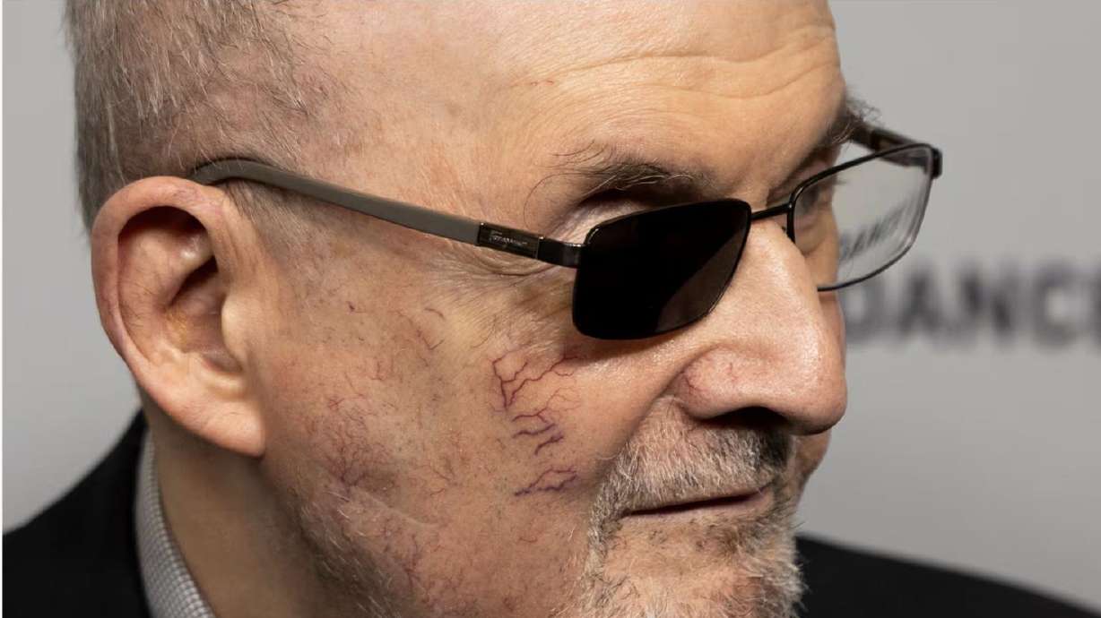 Salman Rushdie attends the the 2026 Sundance premiere of “Knife: The Attempted Murder of Salman Rushdie" at the Ray Theatre in Park City on Sunday.