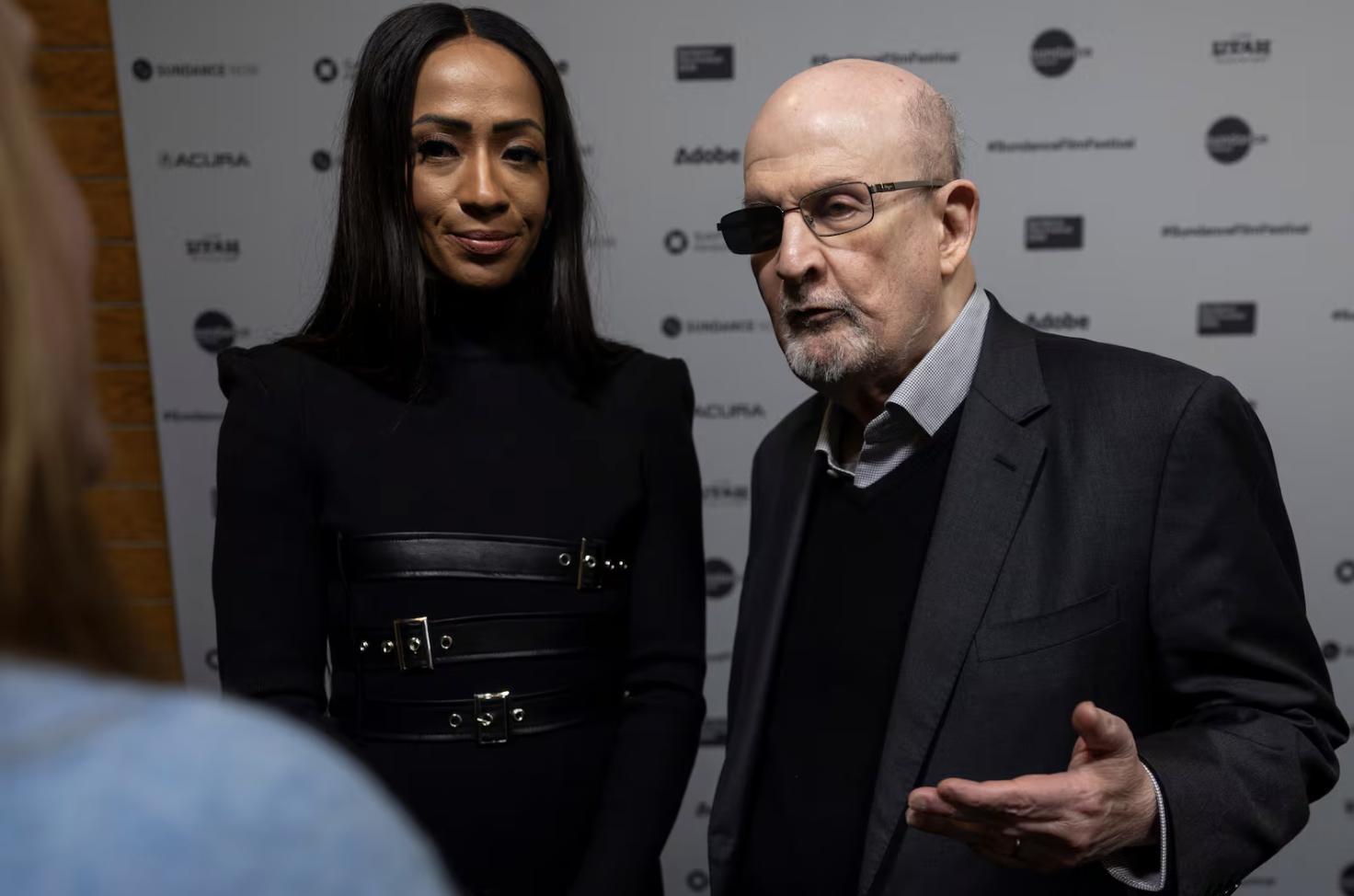 From left, Rachel Eliza Griffiths and Salman Rushdie attend the 2026 Sundance premiere of “Knife: The Attempted Murder of Salman Rushdie" at the Ray Theatre in Park City on Sunday.