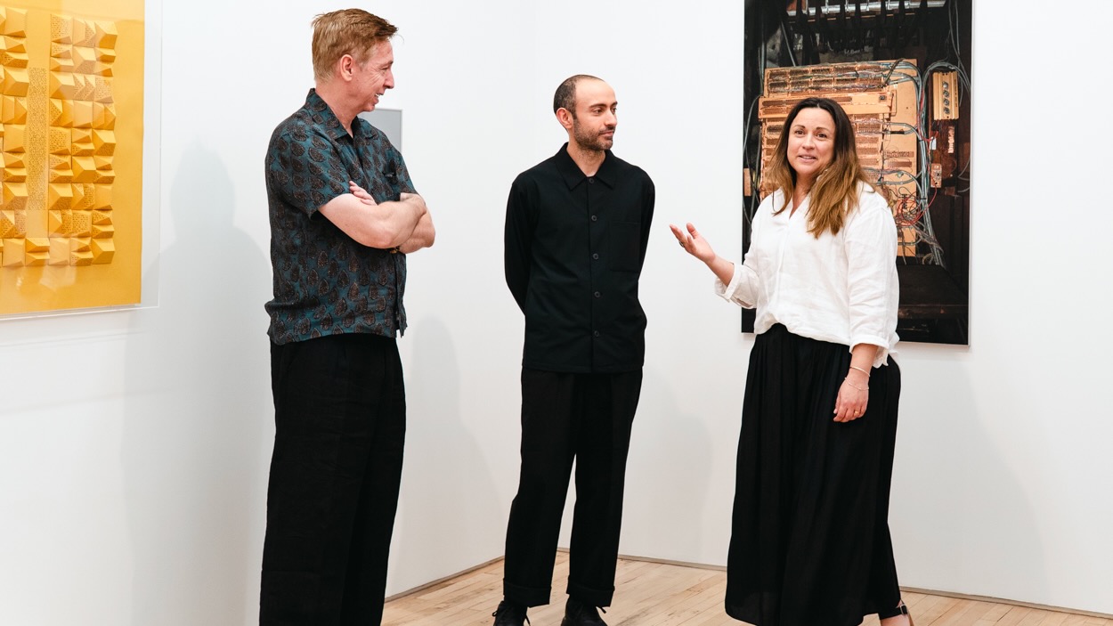Argentine siblings Gonzalo Silva, center, and Susana Silva, right, will take part in a panel discussion on Friday at the Utah Museum of Contemporary Art on their exhibit, Instrumentos de Silencio. They're photographed in an undated photo at an exhibit in New York City.