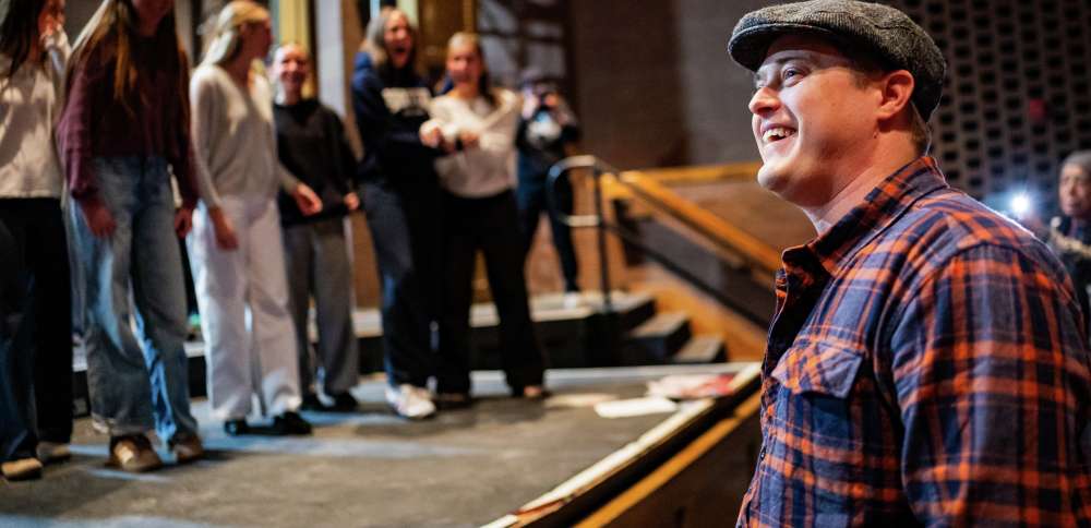 'High School Musical' star Lucas Grabeel visits East High School theater class rehearsal