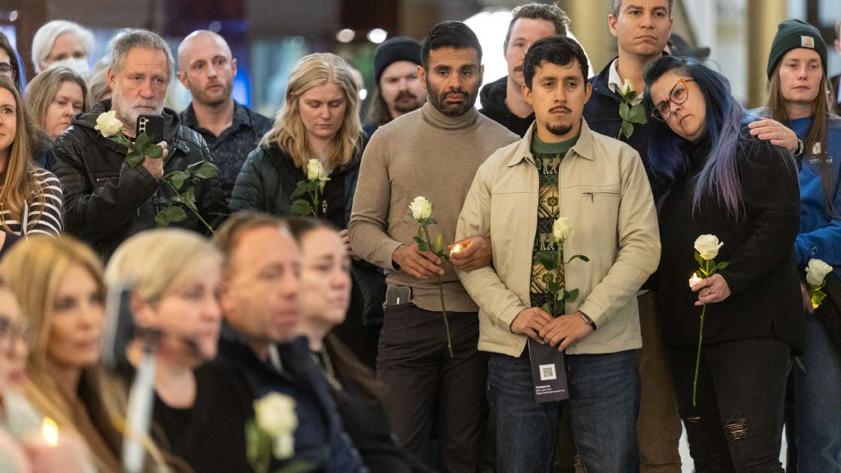 People show their support during a vigil held for Alex Pretti at the Capitol in Salt Lake City on Thursday.