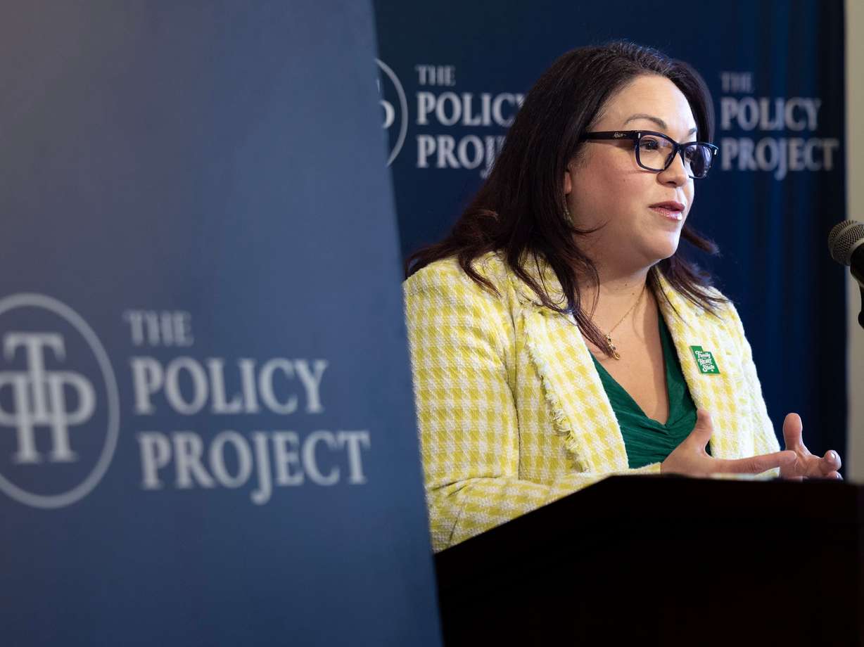 Senate Minority Leader Luz Escamilla, D-Salt Lake City, speaks about SB214, a bill that would provide grants of up to $5,000 for those starting home-based child care businesses to cover expenses related to that business, at the Capitol in Salt Lake City on Thursday. Escamilla acknowledged child care costs would take a holistic approach.