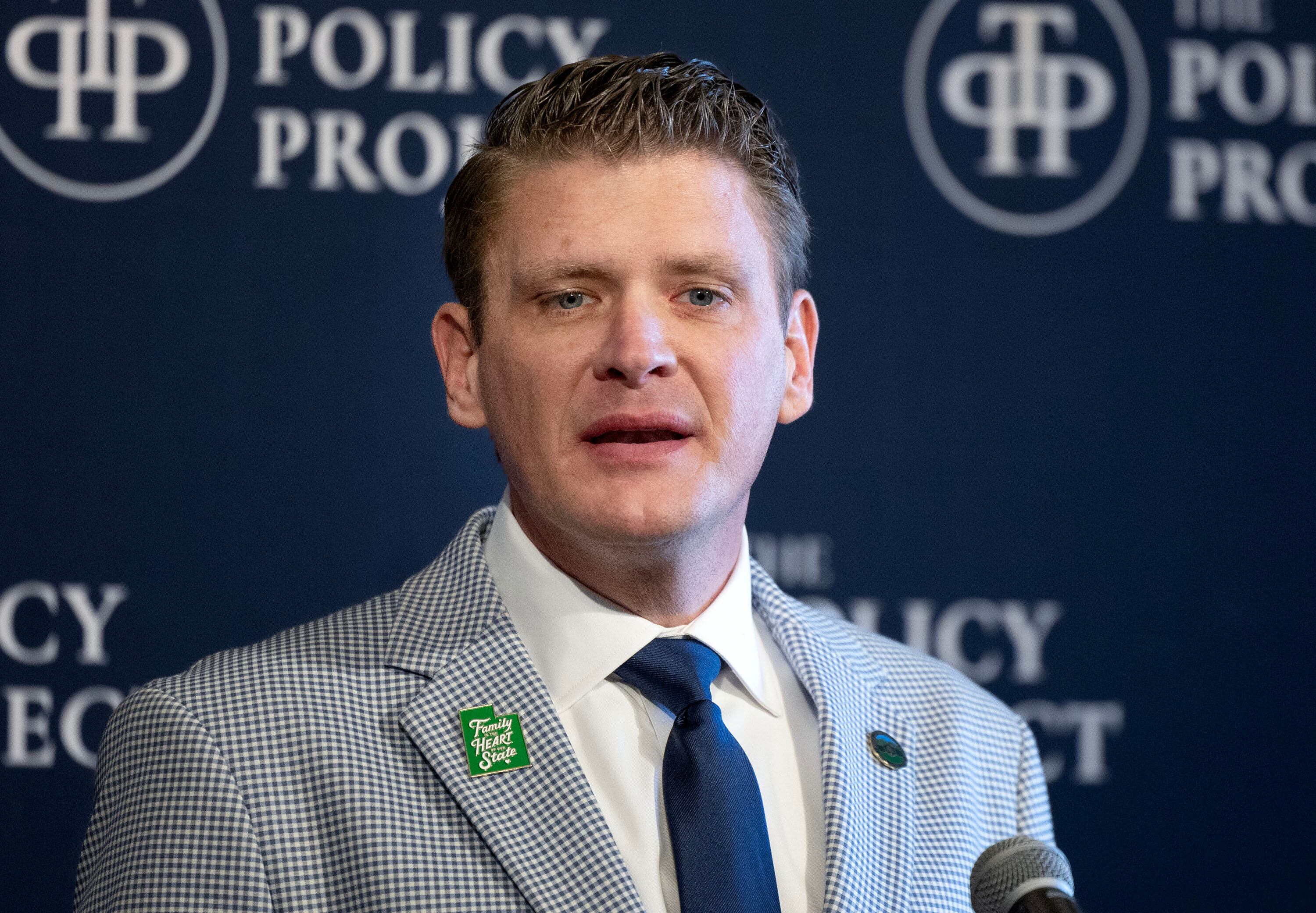 Rep. Jason Thompson, R-River Heights, speaks at the Capitol in Salt Lake City on Jan. 29. Thompson and Rep. Joe Elison, R-Toquerville, are working on a bill to provide retirement plans for small businesses in Utah.