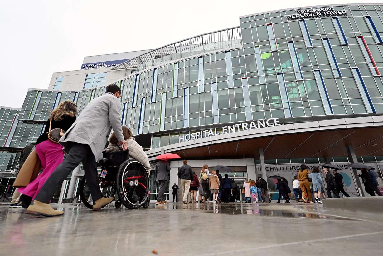 Guests enter the new Intermountain Primary Children’s Hospital, Miller Family Campus, in Lehi ahead of its dedication on Feb. 2, 2024. Employees stand to lose hundreds of thousands of dollars when the health care provider freezes its pension plans at the end of 2026.