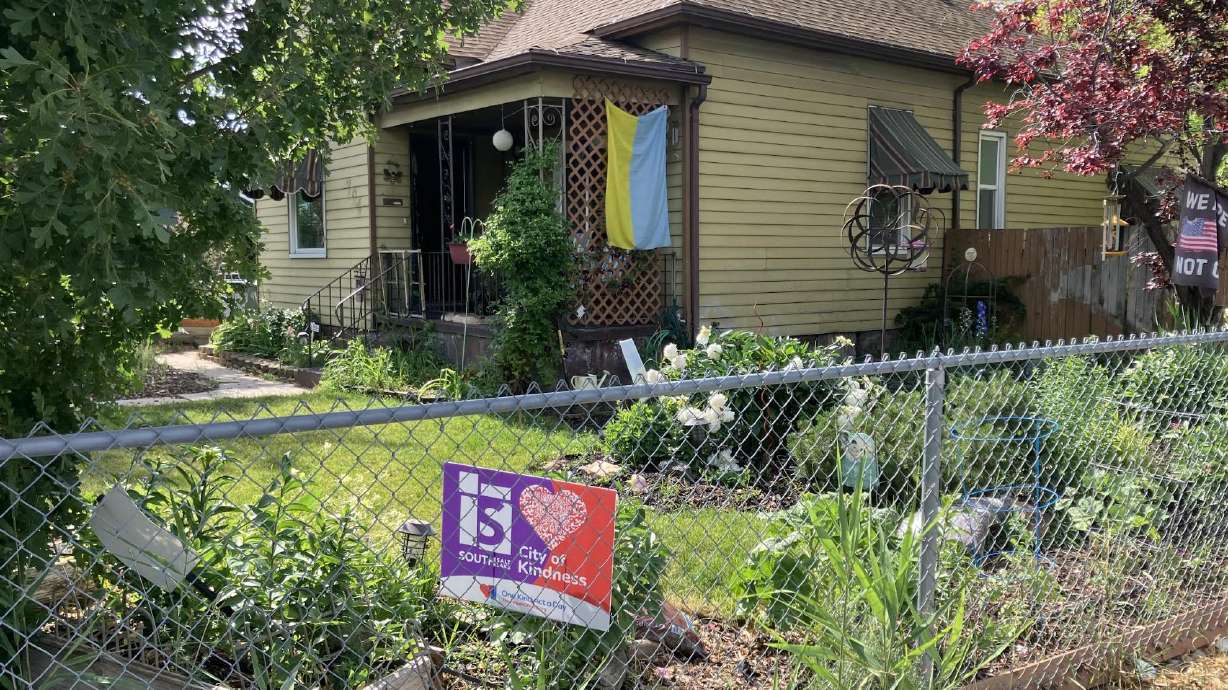A City of Kindness yard sign sits in front of a home in South Salt Lake. The city was recently recognized in Good Housekeeping magazine for its kindness initiative in partnership with One Kind Act a Day.