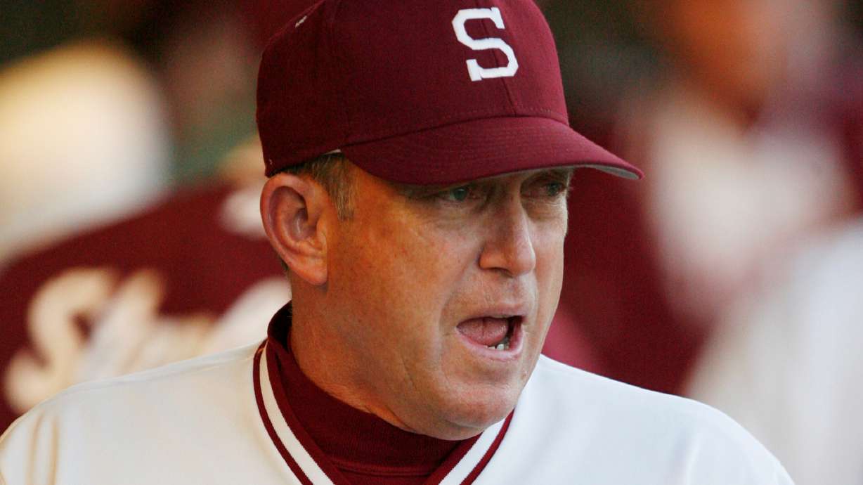 Stanford coach Mark Marquess cheers on his team during a baseball game against California in Stanford, Calif., on March 2, 2007.