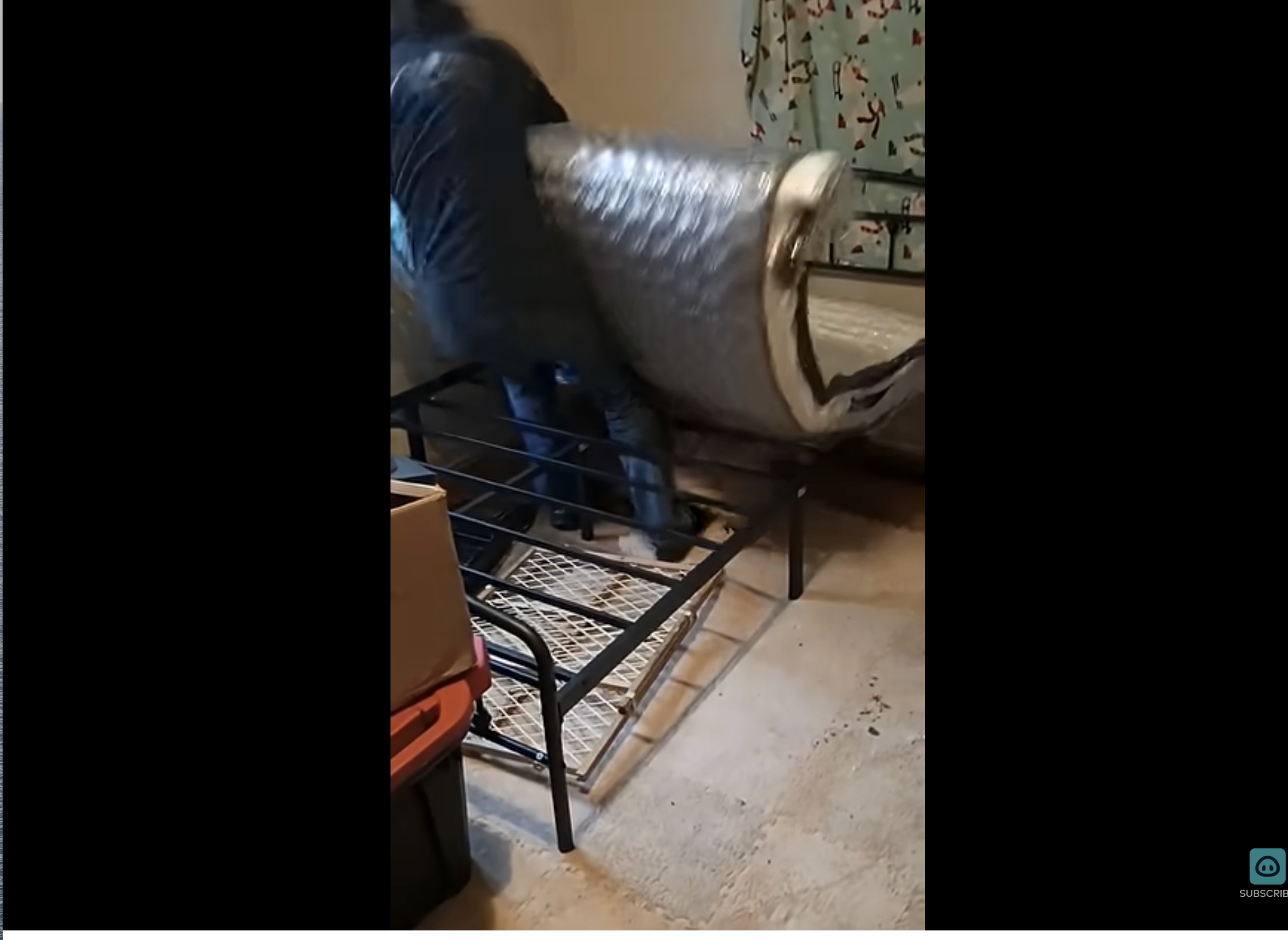 This video is a good reminder for us all to keep our heads on a swivel when working with mattresses. You never know when they're going to lash out.