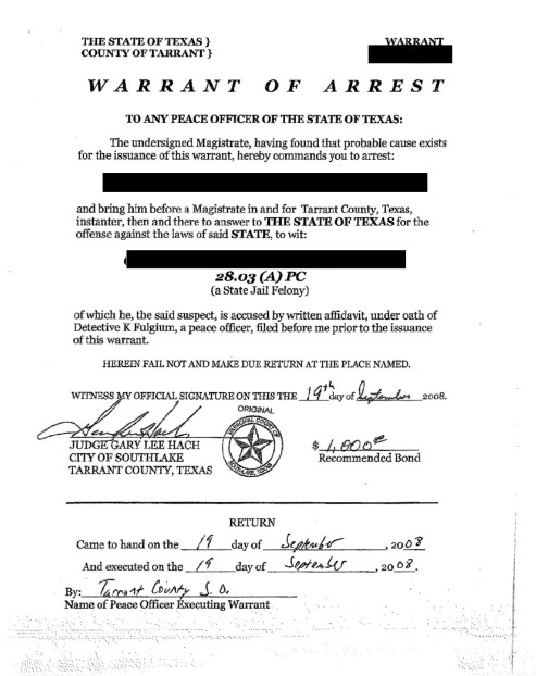 An example of a valid arrest warrant from the state of Texas. In the case of an immigration arrest, these are the only warrants that allow home entry without consent, according to the ACLU of Utah.