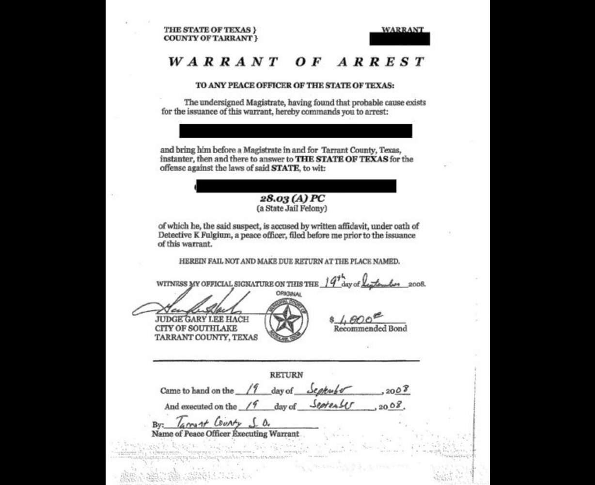 An example of a valid arrest warrant from the state of Texas. In the case of an immigration arrest, these are the only warrants that allow home entry without consent, according to the ACLU of Utah.