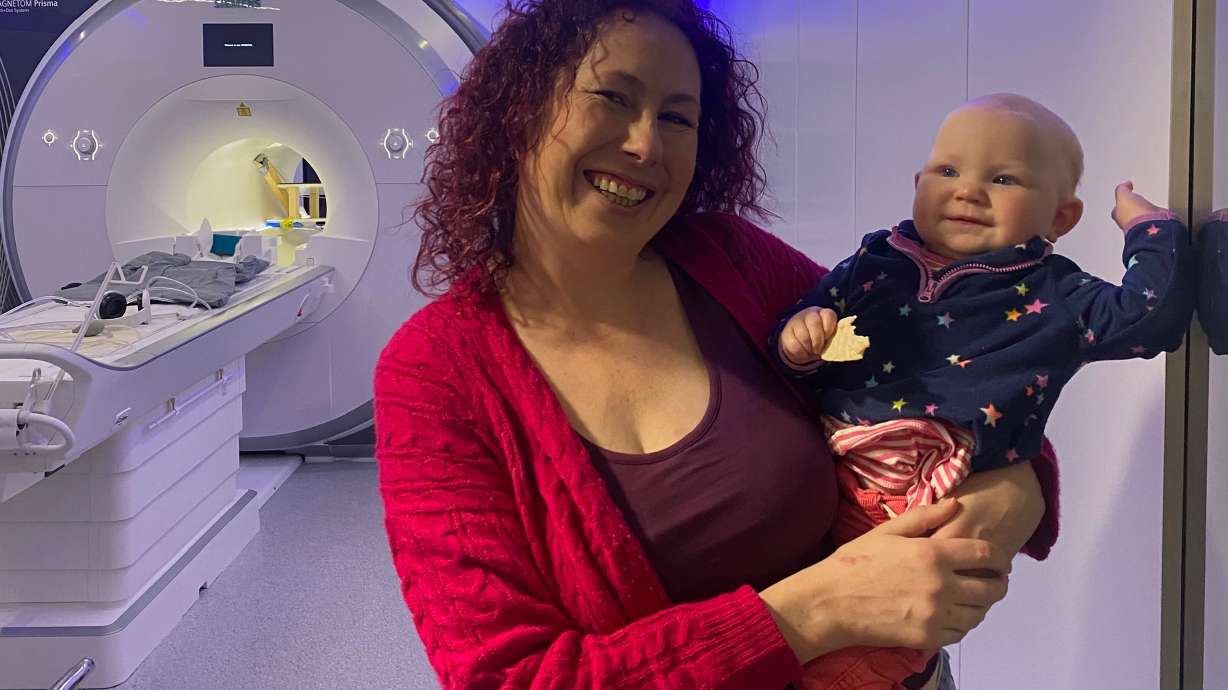 In this undated photo, Baby Blaise attends her 9-month Foundcog scan with her mother Mary at Trinity College Institute of Neuroscience in Dublin, Ireland.