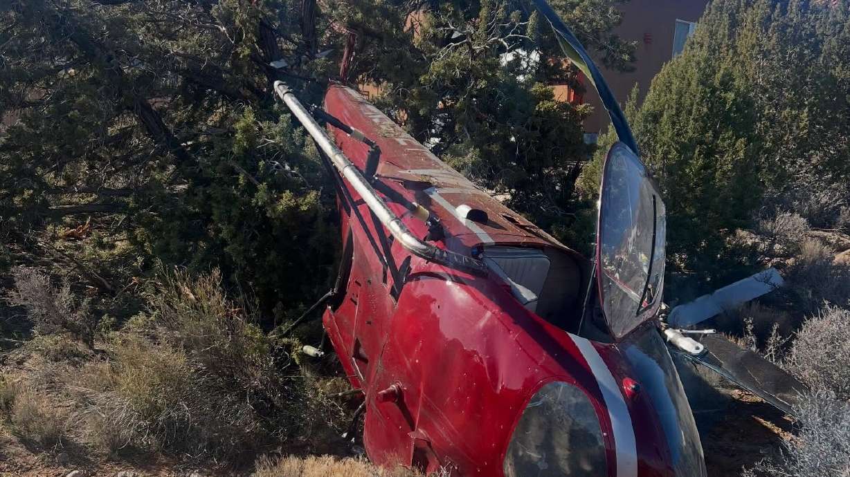 A pilot was hospitalized with critical injuries after a helicopter crash near Leeds Monday.