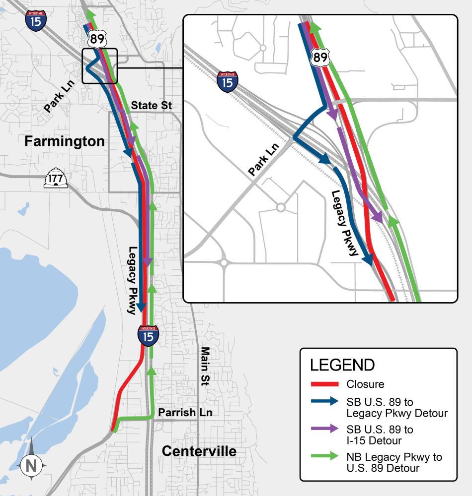 I-15 will face nightly  closures through  Farmington starting Monday night for crews to construct portions of a pedestrian bridge for Shepard Lane interchange project.