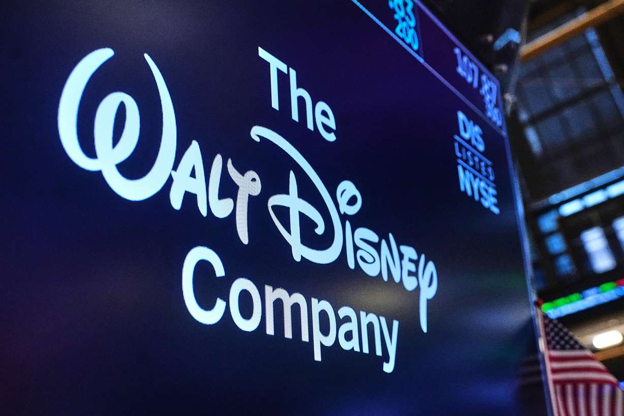 The logo for The Walt Disney Company above a trading post on the floor of the New York Stock Exchange, Feb. 2. ABC stands to lose up to $50 million after it canceled Taylor Frankie Paul's season of "The Bachelorette" on Thursday.