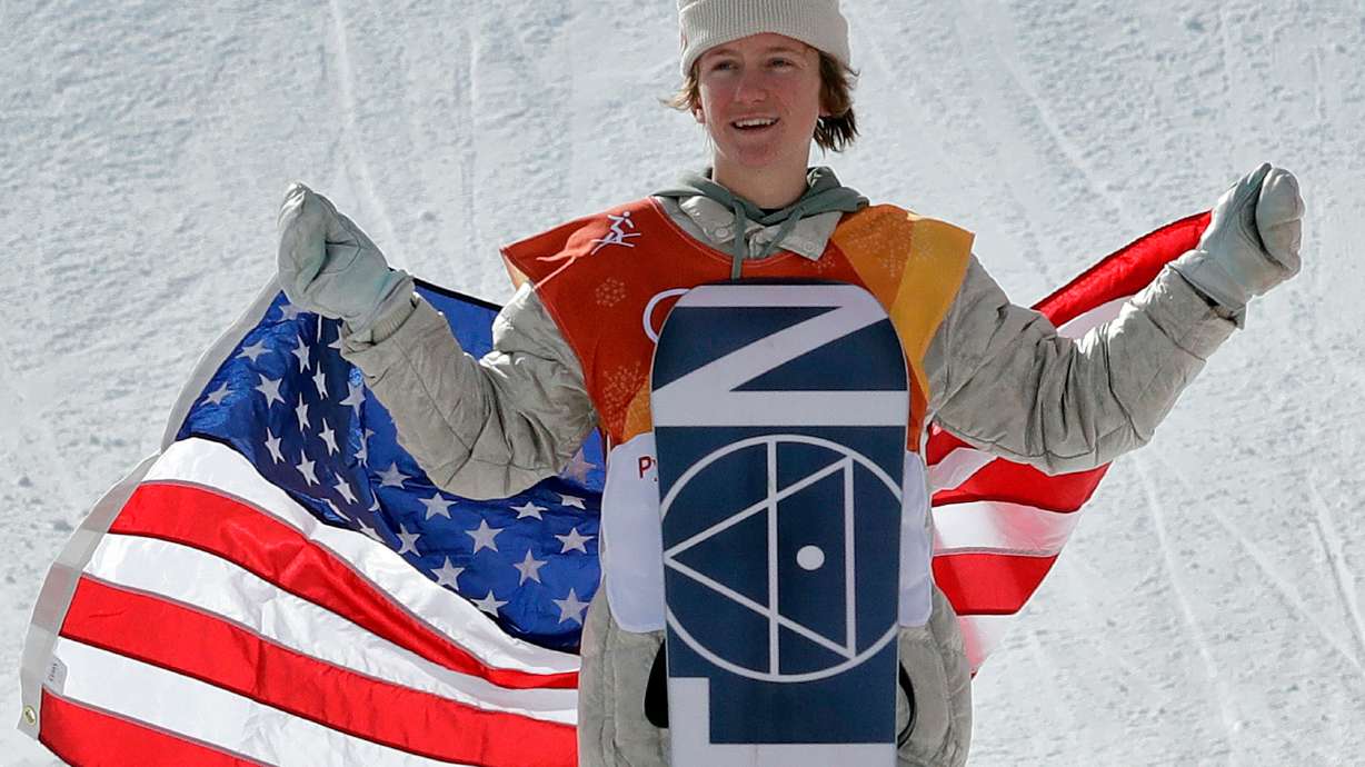 FILE - Red Gerard, of the United States, smiles after winning gold in the men's slopestyle final at Phoenix Snow Park at the 2018 Winter Olympics in Pyeongchang, South Korea, Feb. 11, 2018.