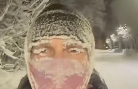 An albeit committed man runs in sub-zero temperatures in Rovaniemi, Finland, Jan. 7.