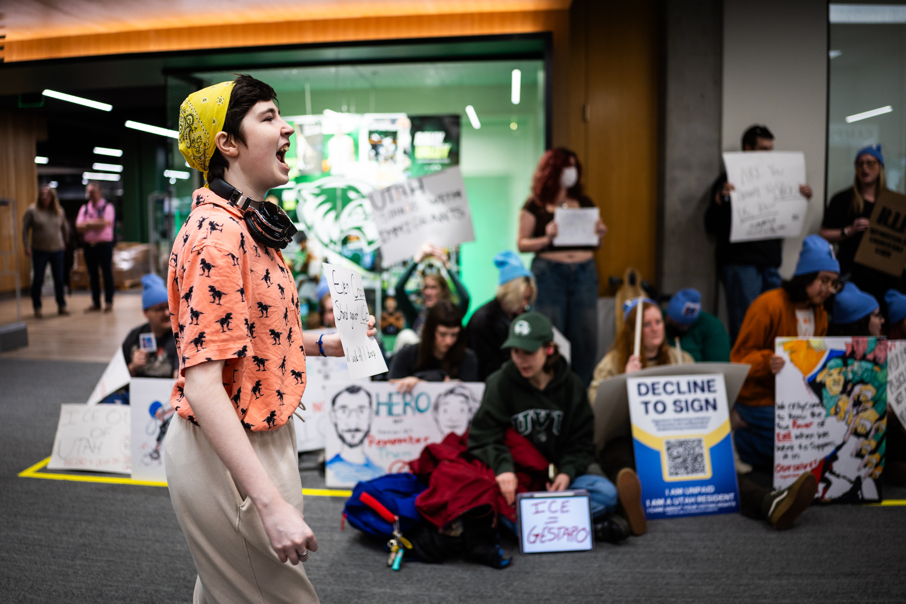 UVU students protest immigration crackdown, presence of border protection reps at job fair