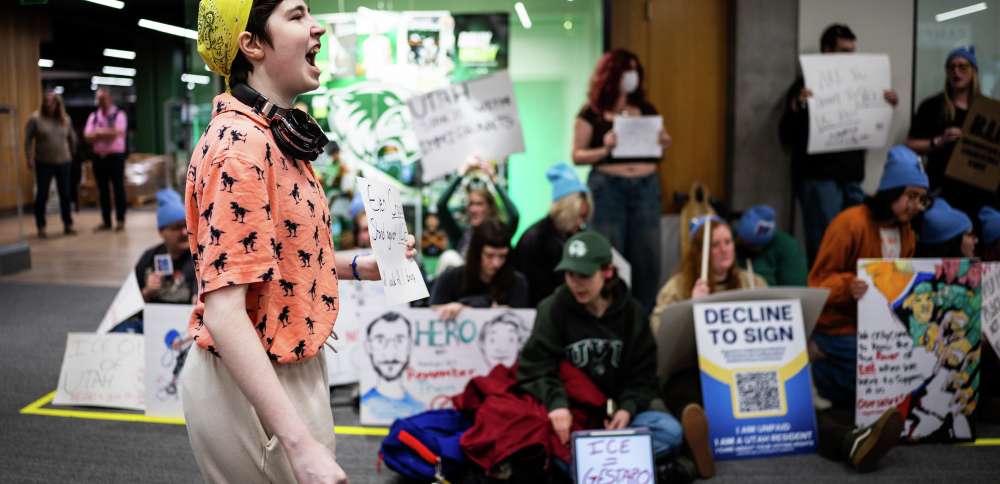 UVU students protest immigration crackdown, presence of border protection reps at job fair