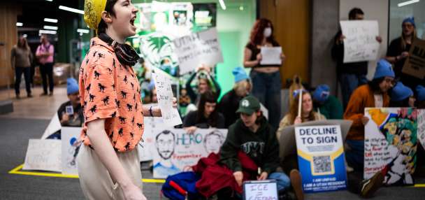 UVU students protest immigration crackdown, presence of border protection reps at job fair