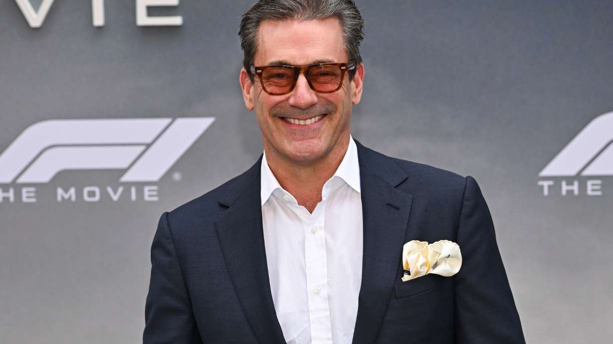 FILE - Jon Hamm attends the world premiere of "F1 The Movie" on Monday, June 16, 2025, in Times Square in New York.