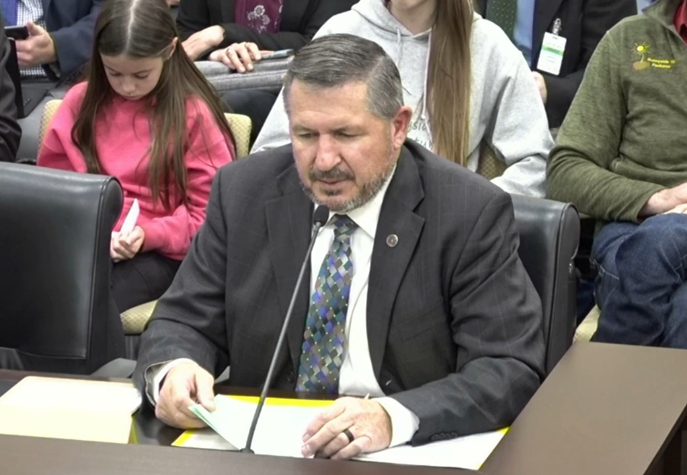 Sen. Derrin Owens, R-Fountain Green, speaks during a Senate committee hearing on Wednesday. Owens' bill to create a new state park, dam and reservoir in northern Sanpete County was rejected.