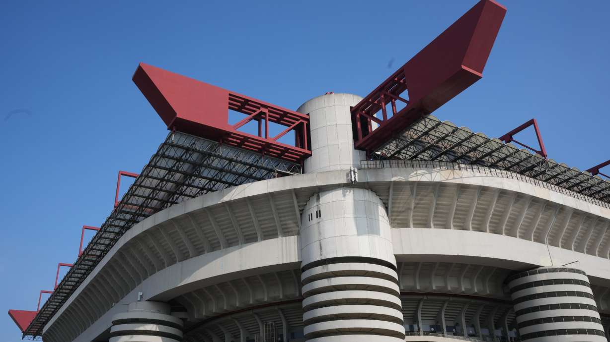 FILE - A view of San Siro Stadium is pictured in Milan, Italy, Oct. 16, 2025.