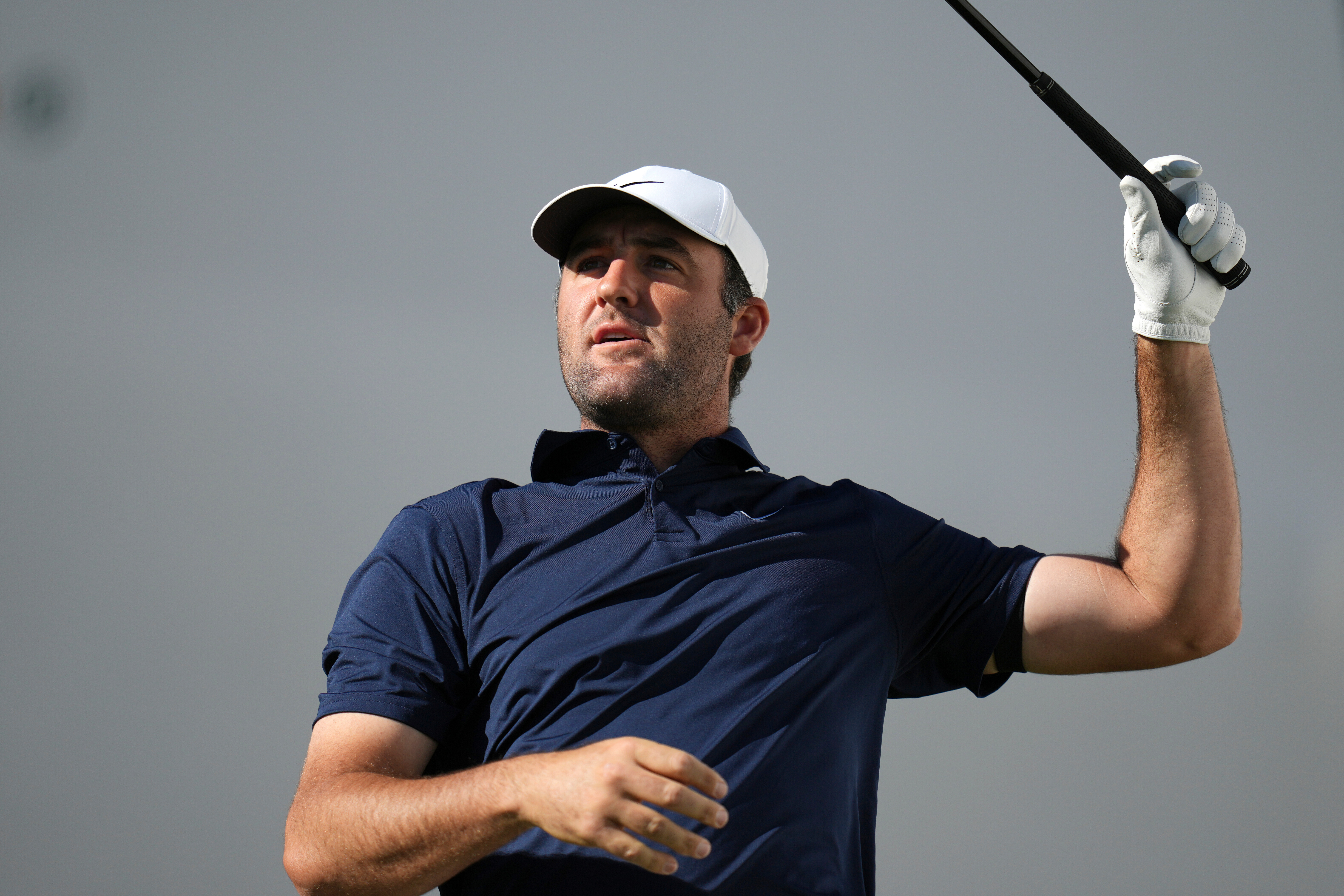 Scottie Scheffler watches his tee shot at the 17th hole during the first round of the Phoenix Open golf tournament at the TPC Scottsdale Stadium Course Thursday, Feb. 5, 2026, in Scottsdale, Ariz. 