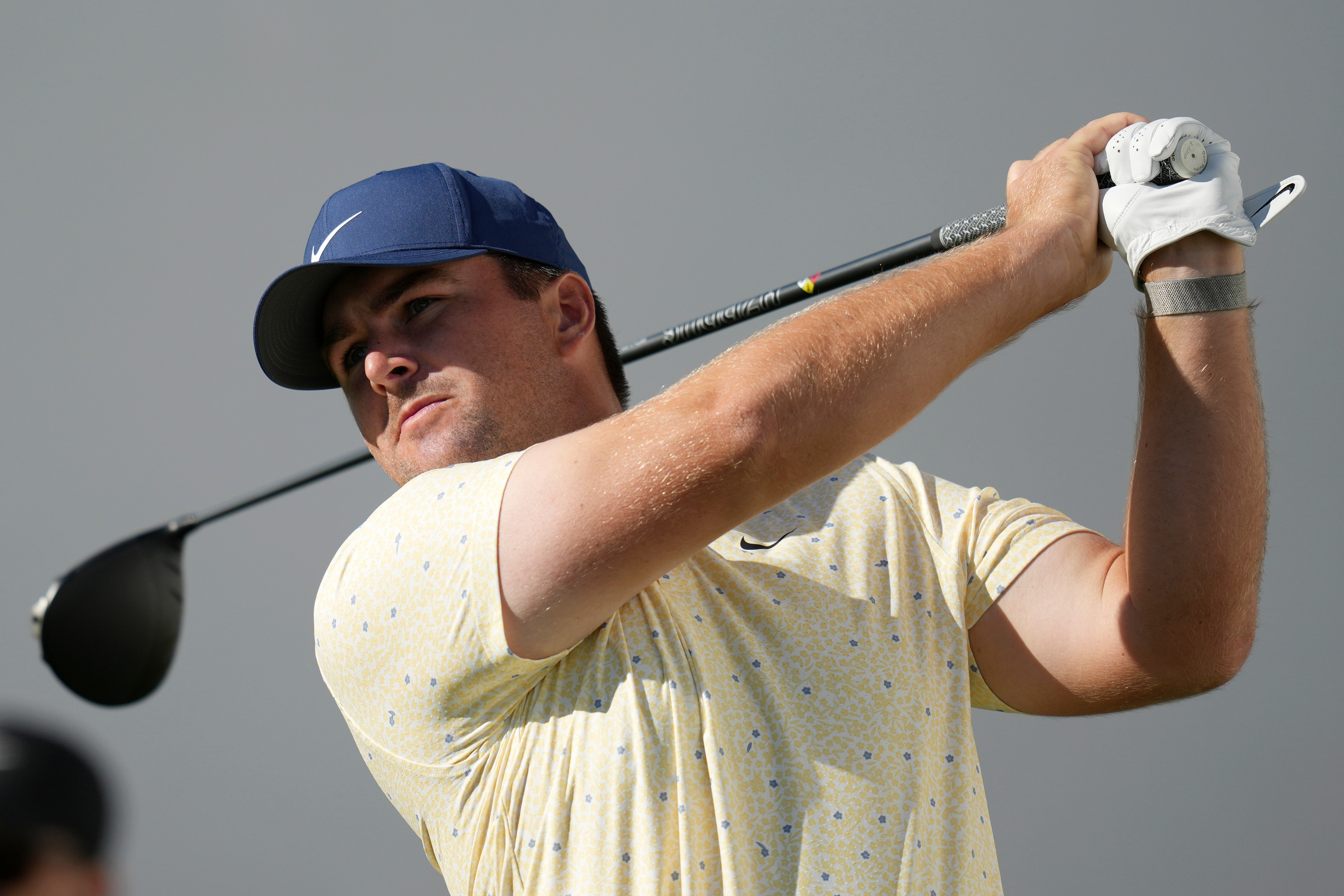 Chris Gotterup hits his tee shot at the 17th hole during the first round of the Phoenix Open golf tournament at the TPC Scottsdale Stadium Course Thursday, Feb. 5, 2026, in Scottsdale, Ariz. 