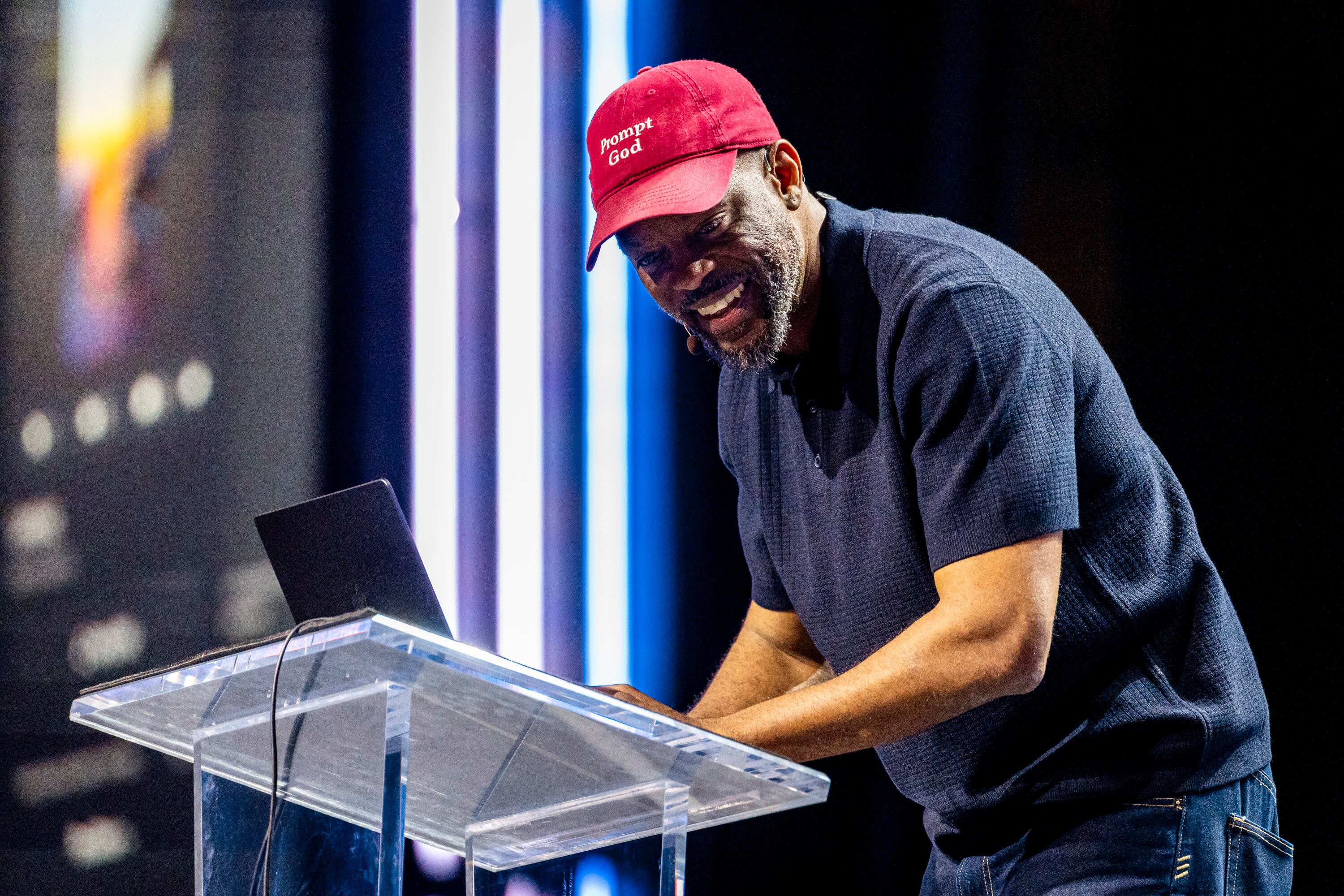 A stand-up comedian demonstrates how easy it is to create with AI