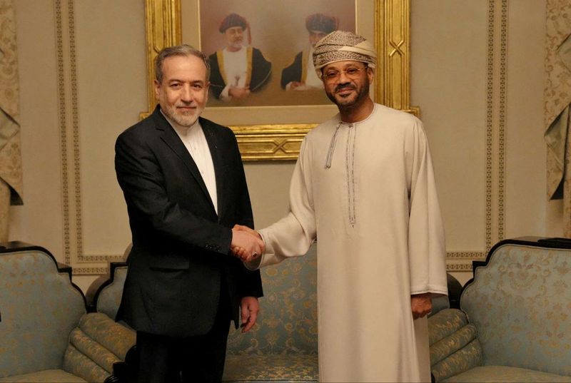 Iranian Foreign Minister Abbas Araghchi meets with Omani Foreign Minister Sayyid Badr Albusaidi in Muscat, Oman, on Friday. 