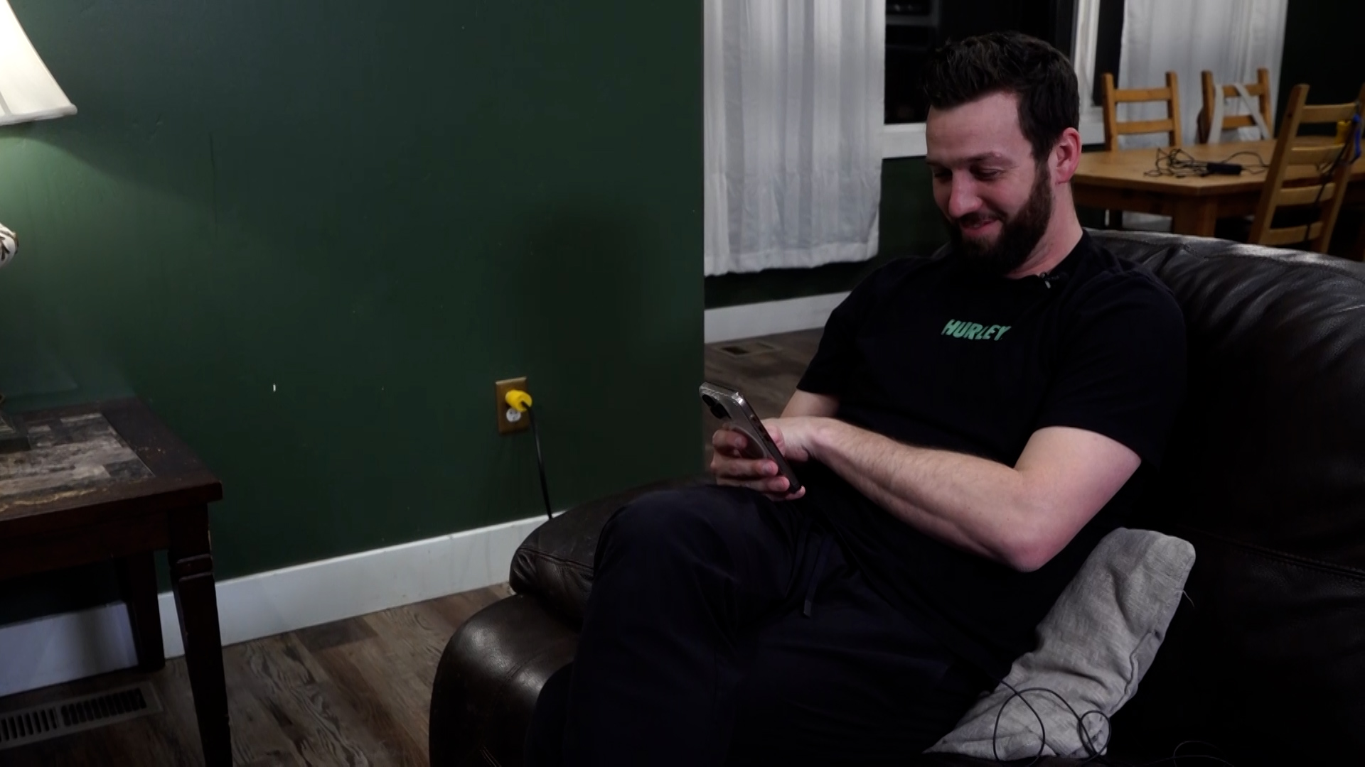 Shawn Gubeli reviews footage of teens ding-dong-ditching at his home.