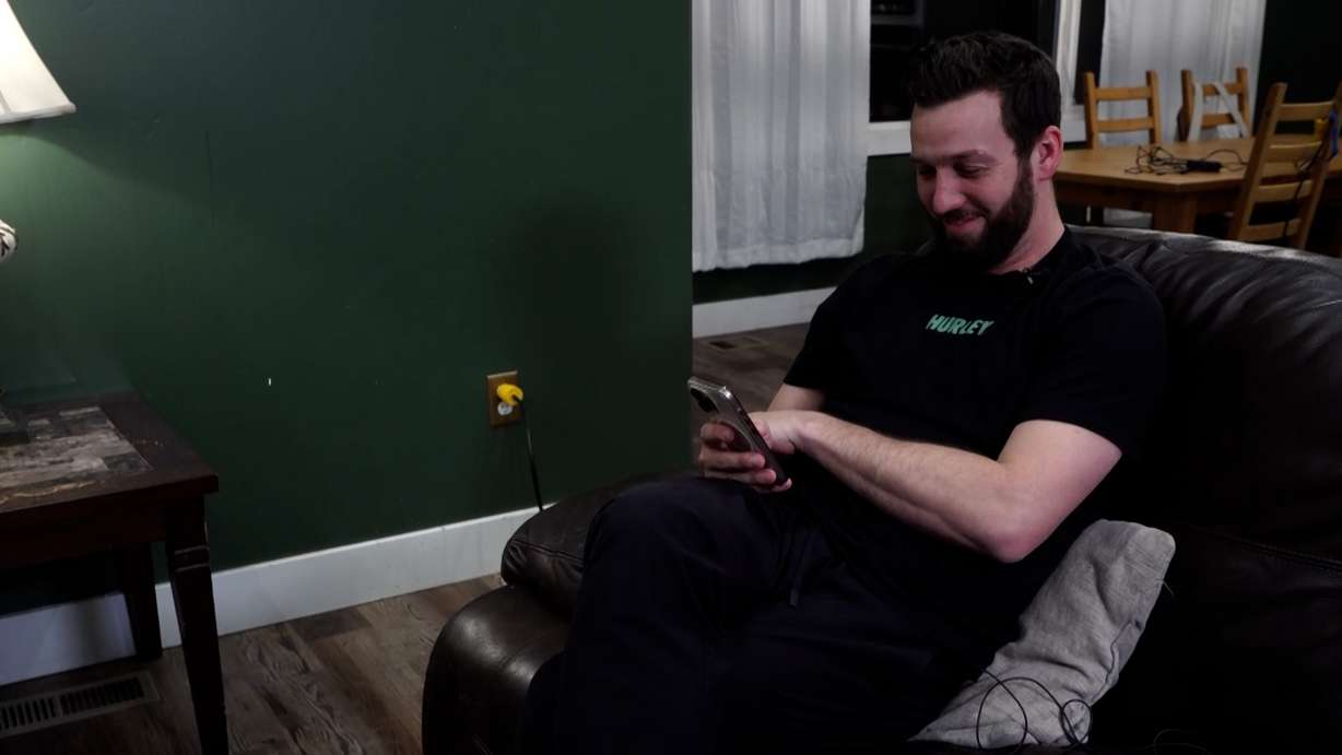 Shawn Gubeli reviews footage of teens ding-dong-ditching at his home.