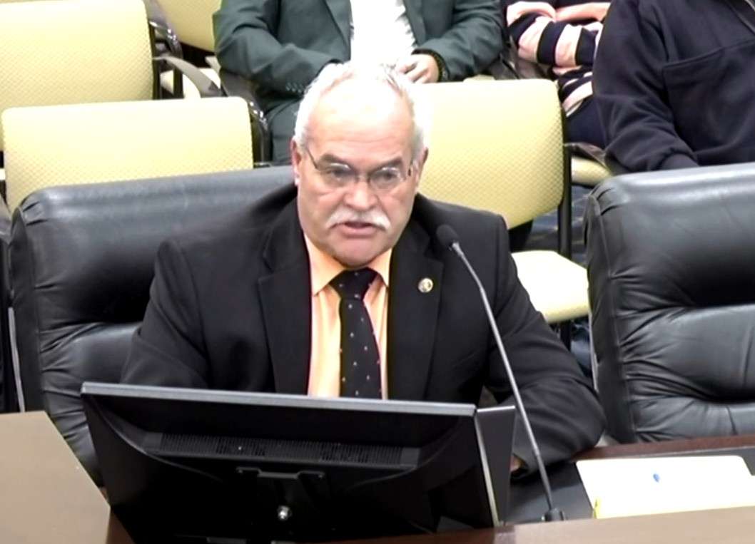 Sen. Ron Winterton, R-Roosevelt, speaks during a committee meeting Thursday about a bill he sponsored that would make it a third-degree felony for an aircraft owner or operator to engage in solar geoengineering.