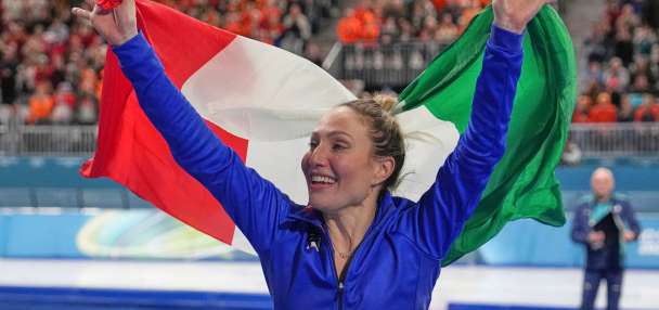 Speedskater Francesca Lollobrigida wins host Italy's first gold medal of the Milan Cortina Olympics