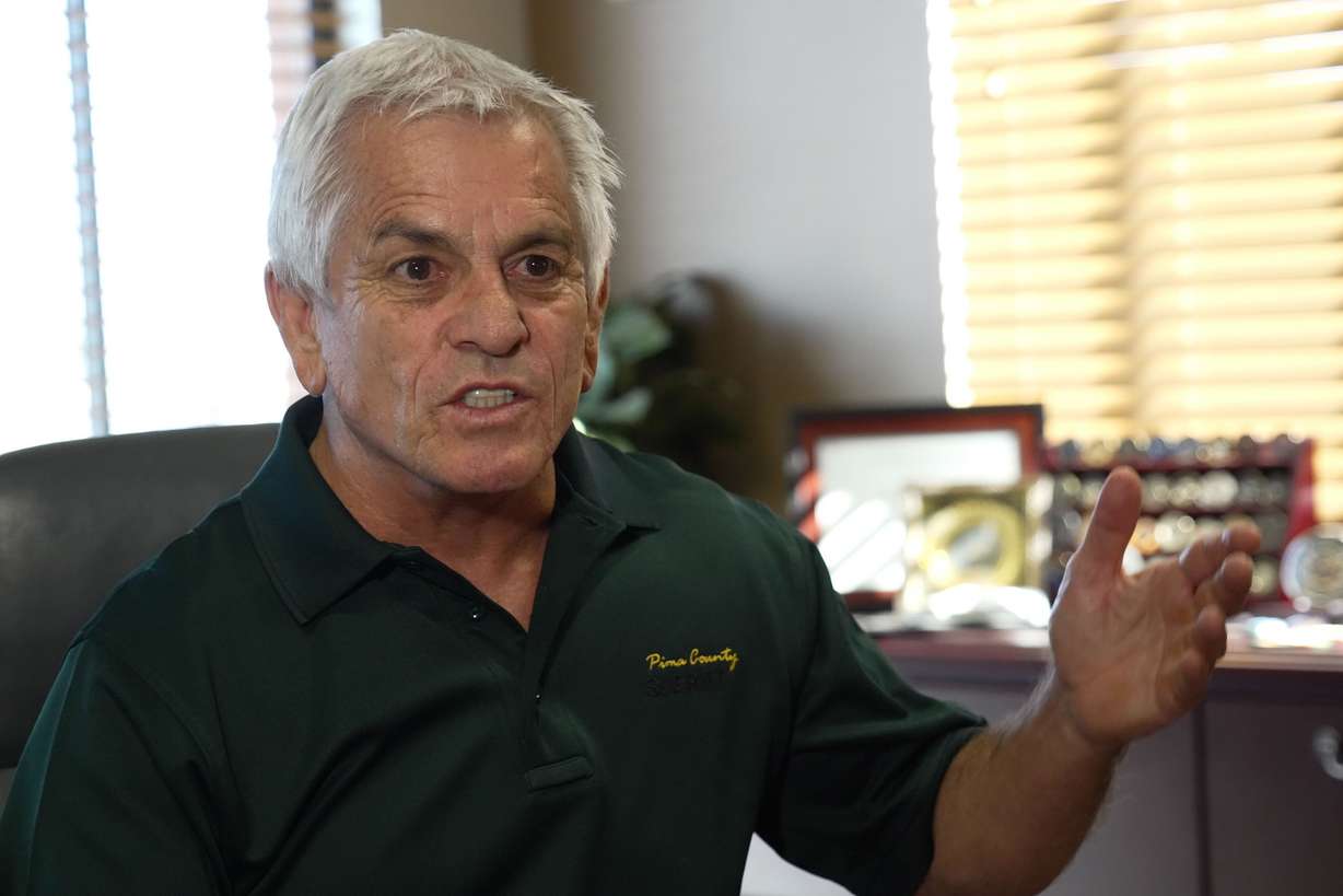 Pima County, Ariz., Sheriff Chris Nanos speaks with The Associated Press, Friday, in Tucson, Ariz. Nanos reiterated Saturday that he was frustrated with the lack of camera footage recovered thus far in the kidnapping of Nancy Guthrie.