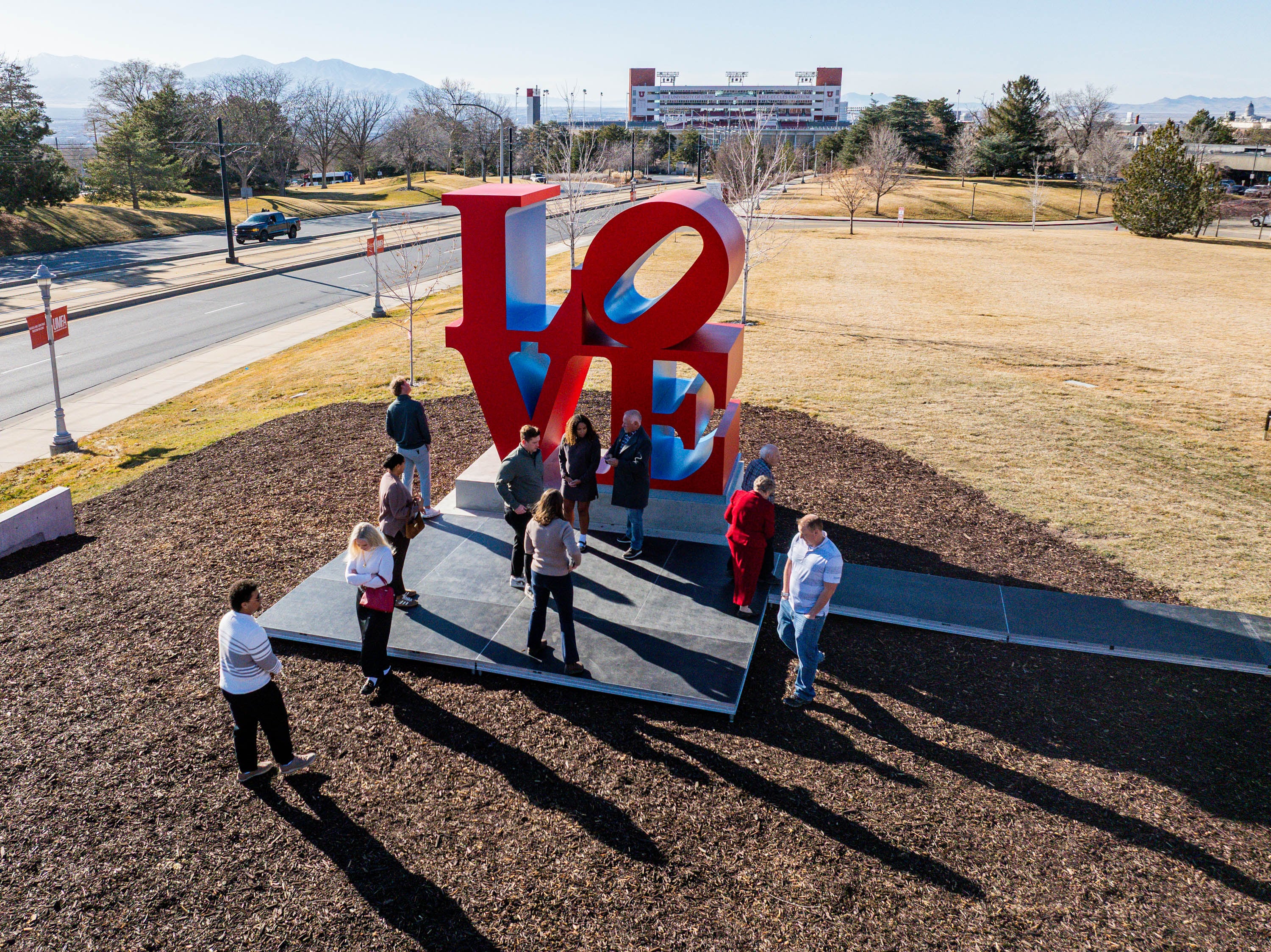 'LOVE' — with a slanted 'O': University of Utah welcomes massive iconic sculpture to campus