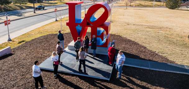 'LOVE' — with a slanted 'O': University of Utah welcomes massive iconic sculpture to campus