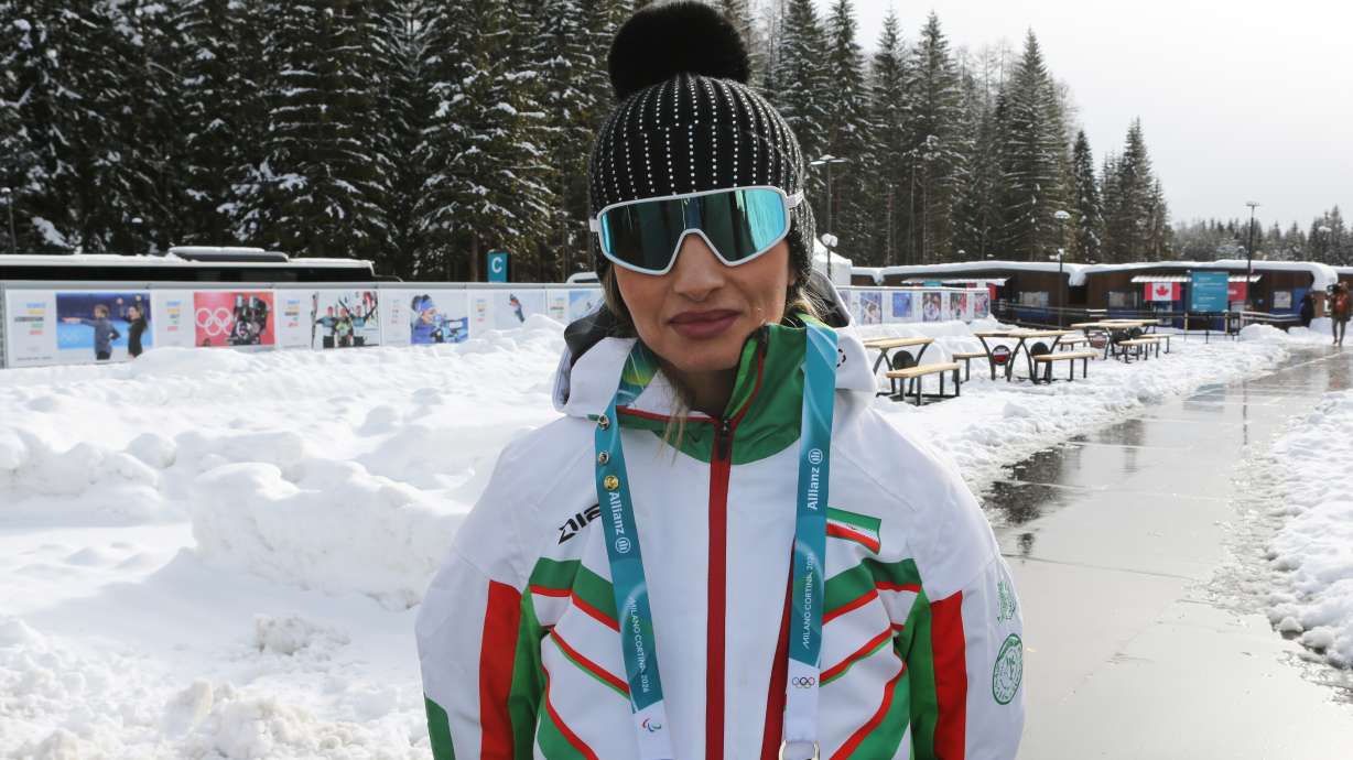 Iran's coach for Alpine women's skiing, Mitra Kalhor poses for a photo at the Cortina Olympic Village, during the 2026 Winter Olympics, in Cortina d'Ampezzo, Italy, Thursday Feb. 5, 2026.