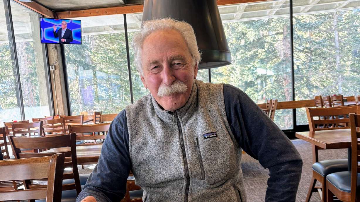 "Guru Dave" Powers taking a break at Snowbird's Forklift restaurant. Powers has been skiing at Snowbird every year for the past 49 years.