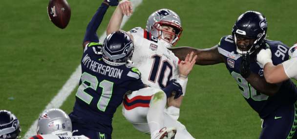 Patriots' Maye turns ball over 3 times while hounded by Seahawks' defense in Super Bowl loss