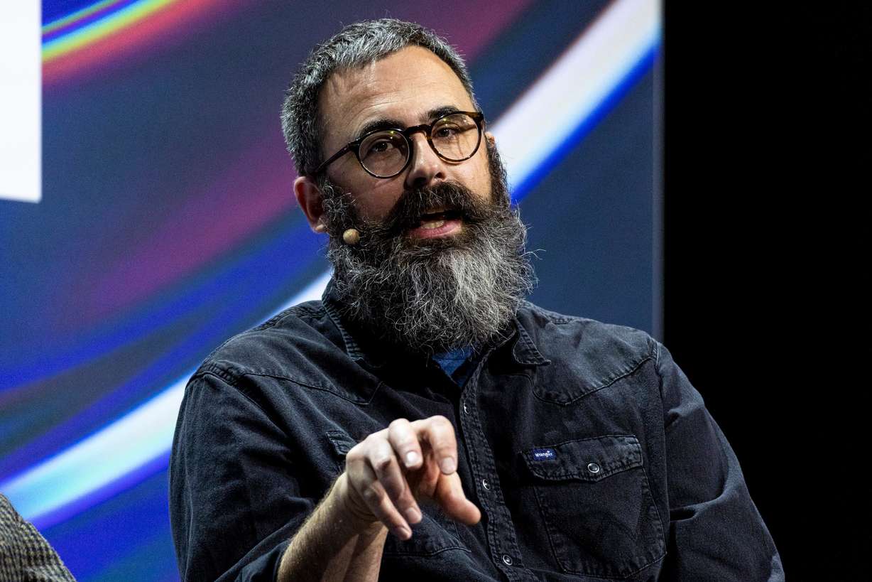 Filmmaker Jared Hess speaks during a moderated discussion as part of the Silicon Slopes Summit held at the Salt Palace Convention Center in Salt Lake City on Feb. 6.