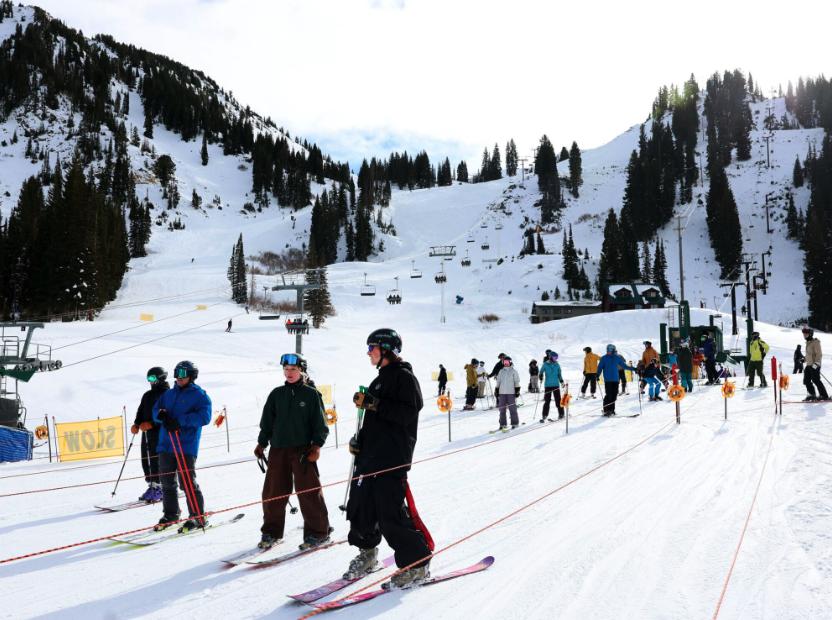 Skiers partake in opening day at Alta Ski Area in Little Cottonwood Canyon on Nov. 22, 2024.