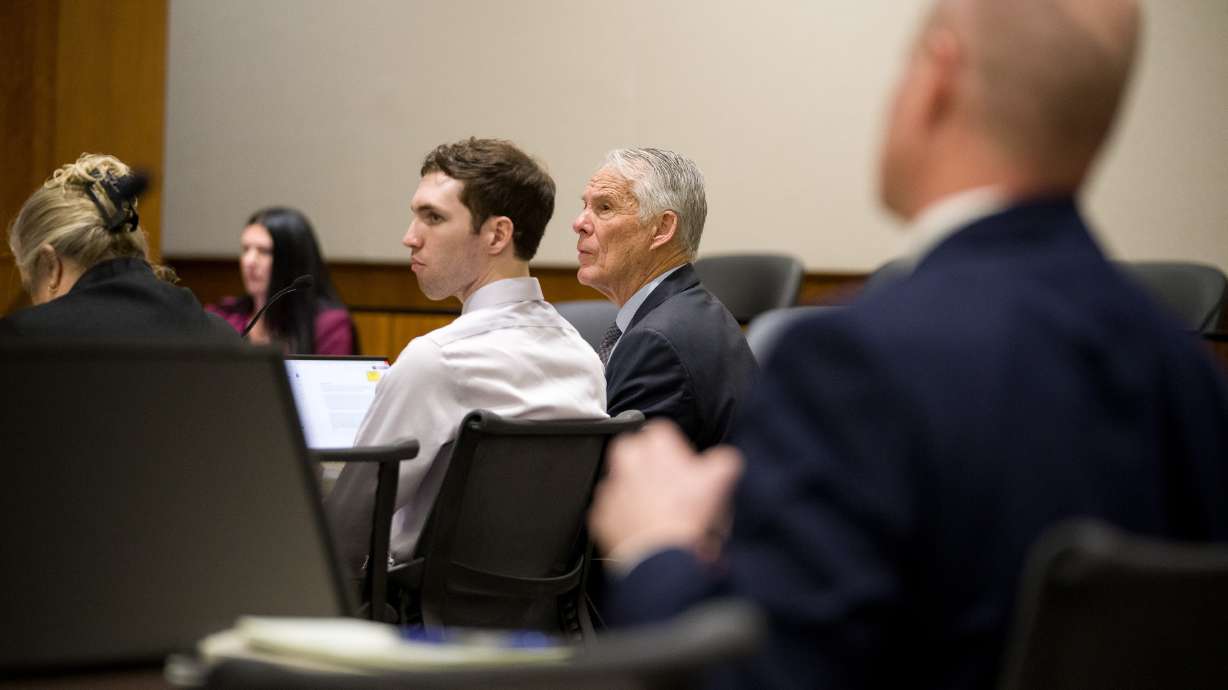 Tyler Robinson, accused in the fatal shooting of Charlie Kirk, appears during a hearing in 4th District Court in Provo on Feb. 3. Utah County is asking state lawmakers for $2 million to help cover costs associated with the ongoing prosecution of Robinson.