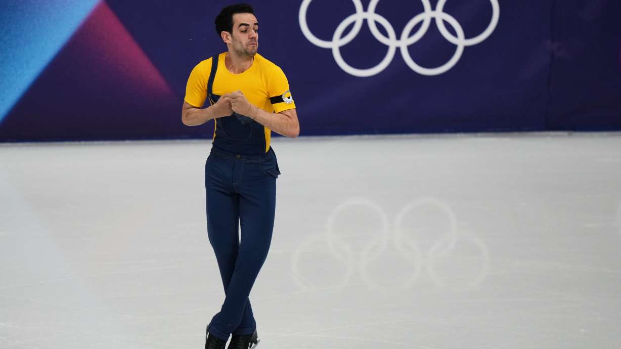Tomas Guarino Sabate of Spain competes during the men's figure skating short program at the 2026 Winter Olympics, in Milan, Italy, Tuesday, Feb. 10, 2026.
