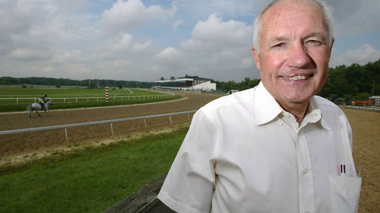 FILE - Trainer King Leatherbury is seen at Laurel Race Park in Laurel, Md., on July 30, 2003.