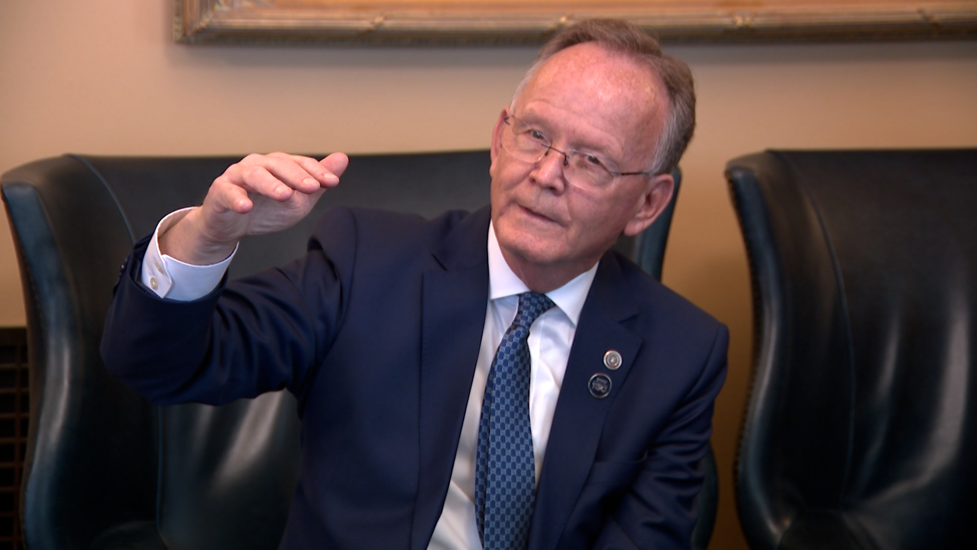 Utah Senate President Stuart Adams, R-Layton, speaks with reporters on Tuesday. Adams reiterated a claim that his first-time homebuyer incentive program is bringing down the cost of rent in Utah.